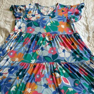 Cream and Sugar Womans XXL Floral Short Sleeve Knit Dress
